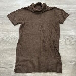 What's Hot Brown Short Sleeve Cowl Neck Right Knit Sweater Shirt | Size M